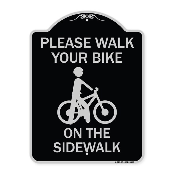 Signmission Pavement Stencil Please Walk Your Bike on Sidewalk Heavy-Gauge Alum Sign, 24" x 18", BS-1824-23338 A-DES-BS-1824-23338 - main